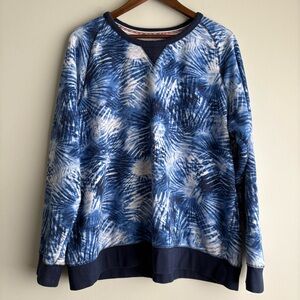 Lands' End Women’s Blue Patterned Crewneck Sweater